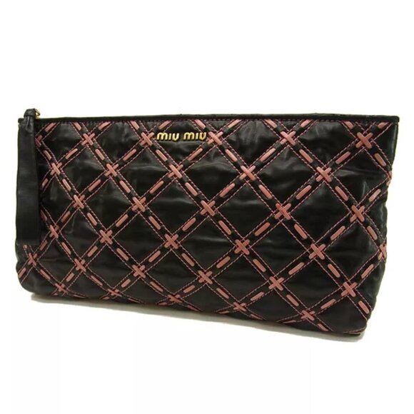 miumiu Clutch bag Black Pink Woman Authentic Used